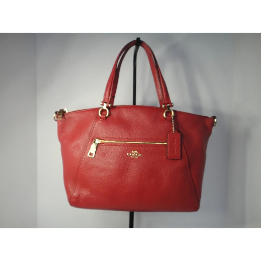 Coach Prairie Satchel Red Pebble Leather Handbag Gold Hardware F79997 Women's